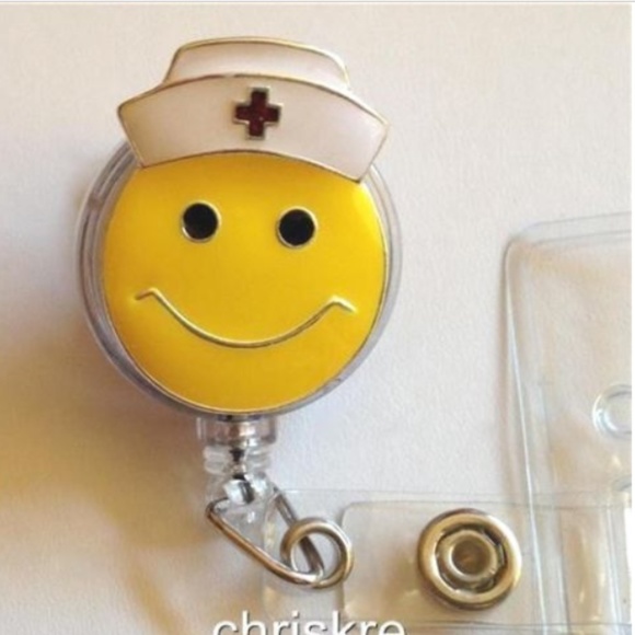 Nursing ID Holder Retractable Lanyard Smiley Emoji - Picture 1 of 3